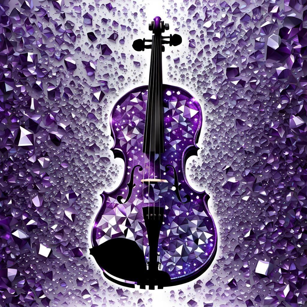 Crystallized Purple Violin with Transparent Shine