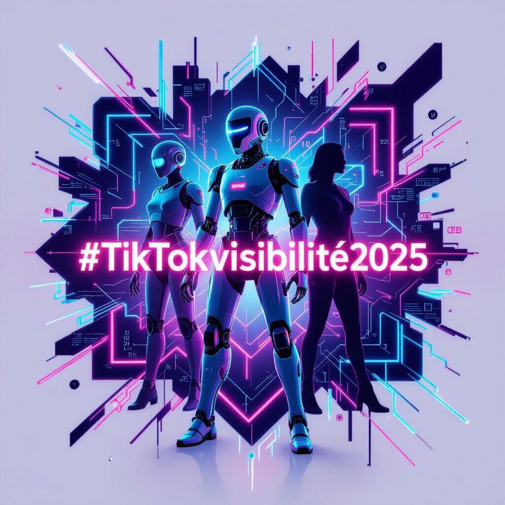 AI Robots and Humans Glowing with Electric Energy