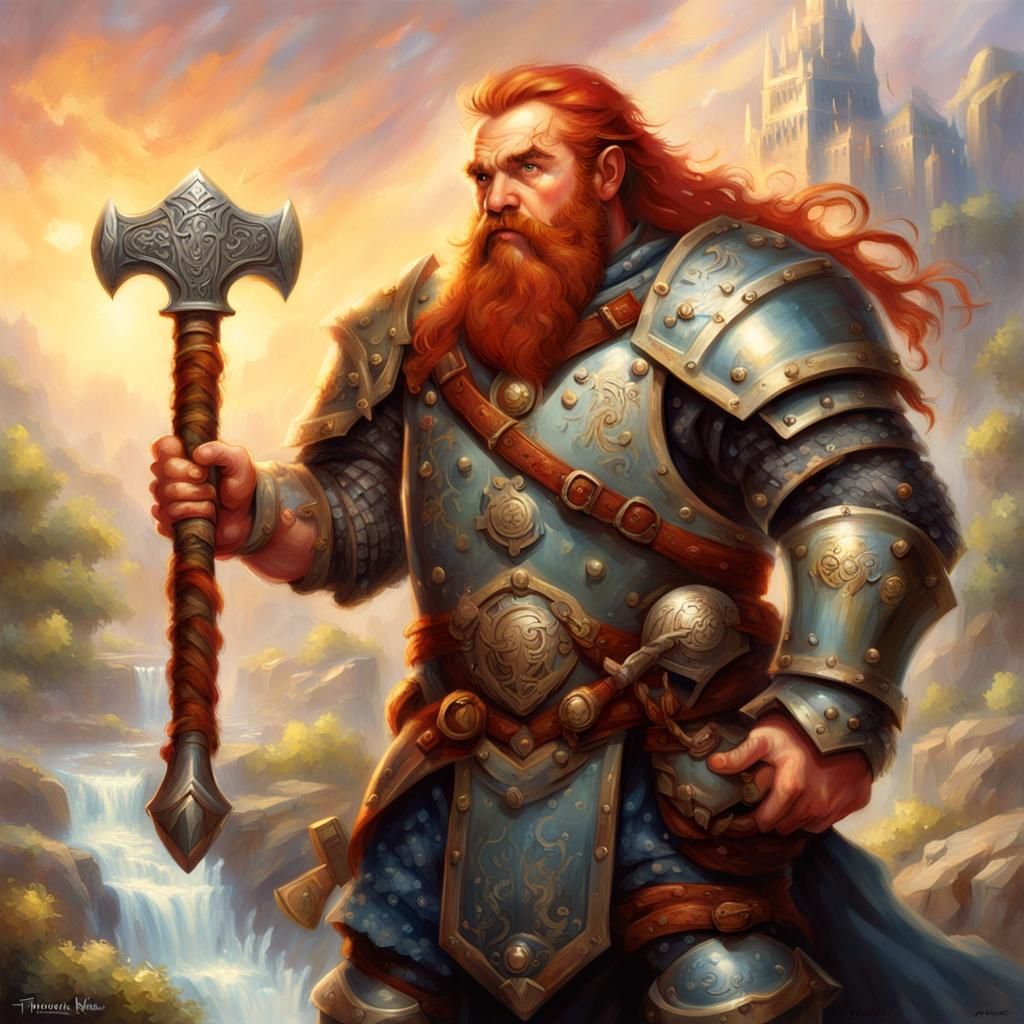 Dwarf Cleric with Braided Beard in Fantasy Art