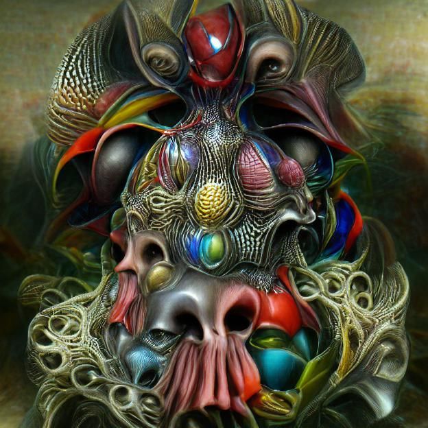 Hyperdetailed Zaouli Mask in Dark Surrealism Style