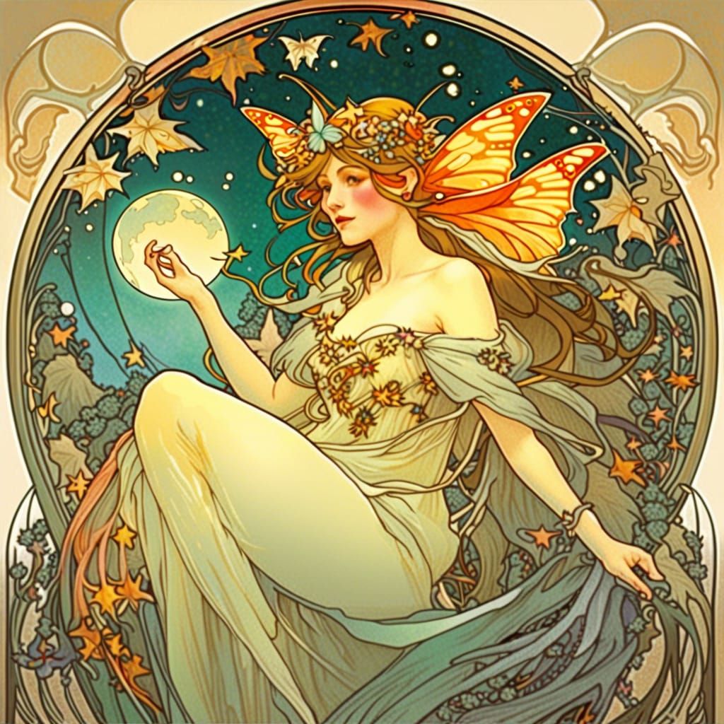 Butterfly Queen in Art Nouveau Style