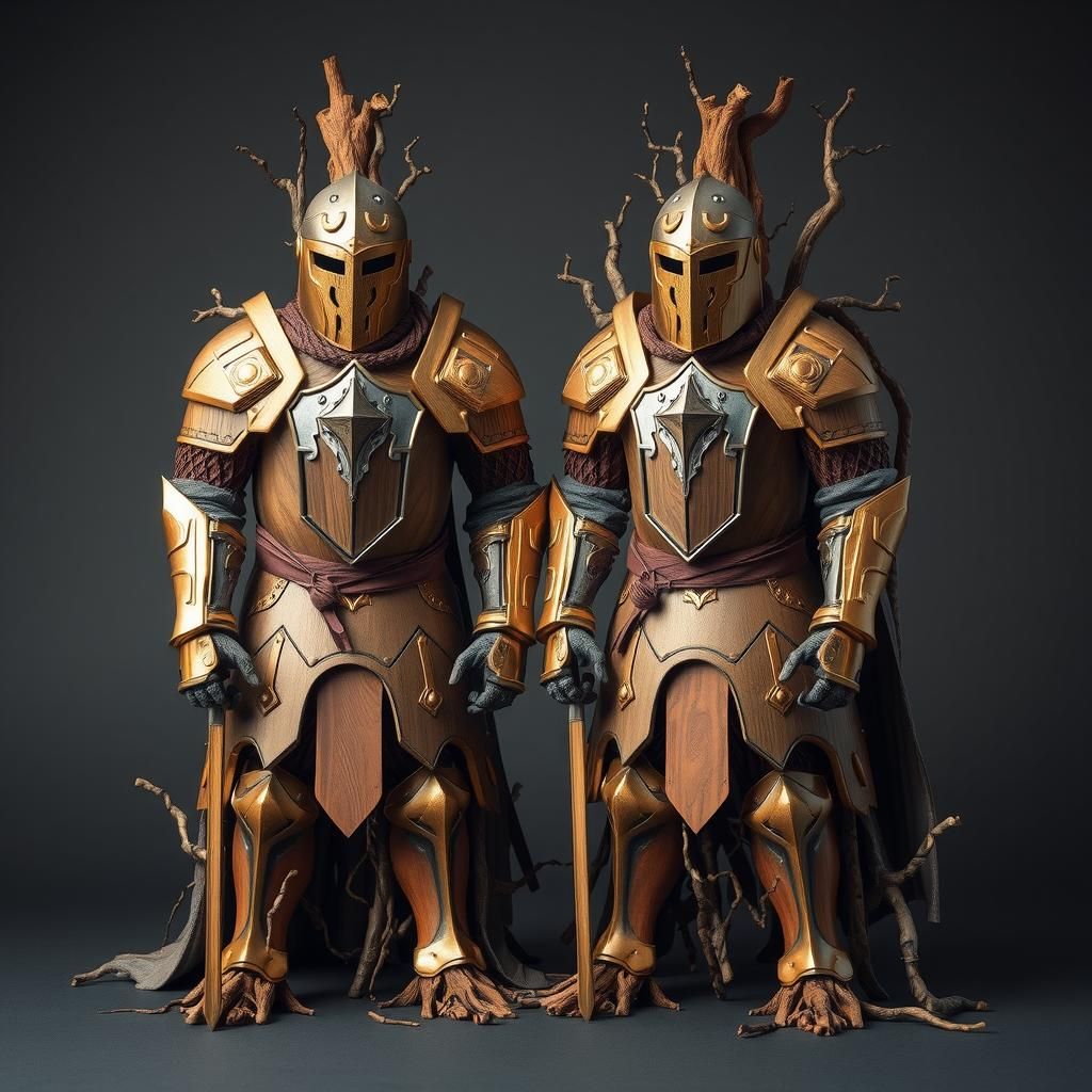Heroic Wooden Knights Ready for Adventure