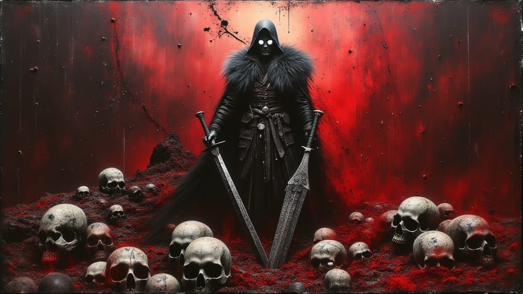 Viking Necromancer Warrior in Dark Oil Paint Style