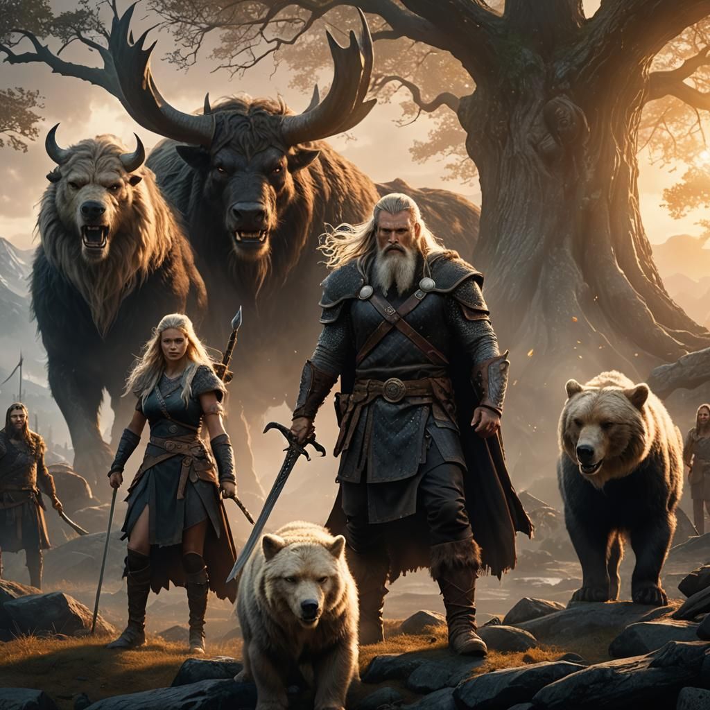 Viking Jarl Calls to the Norse Gods in a Dramatic, Epic Scen...