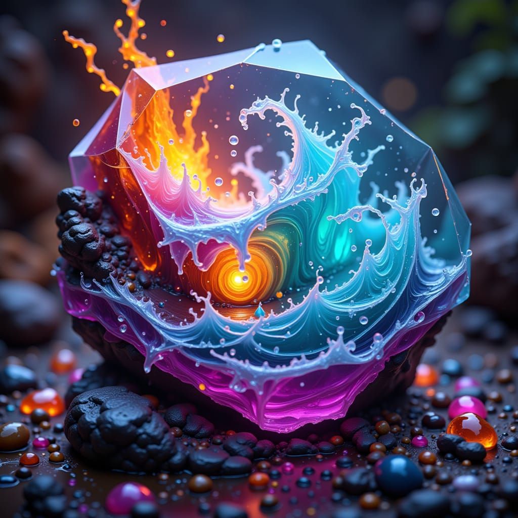Gemstone of Water and Fire in Neon Style