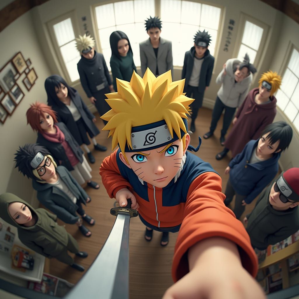 Akatsuki Fisheye Selfie with Naruto Characters in 3D