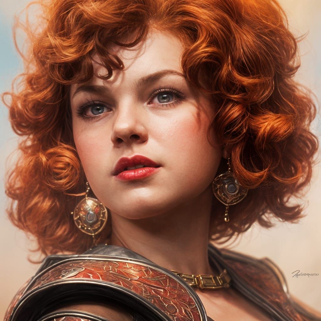 Shirley Temple as Red Sonja: Detailed Portrait