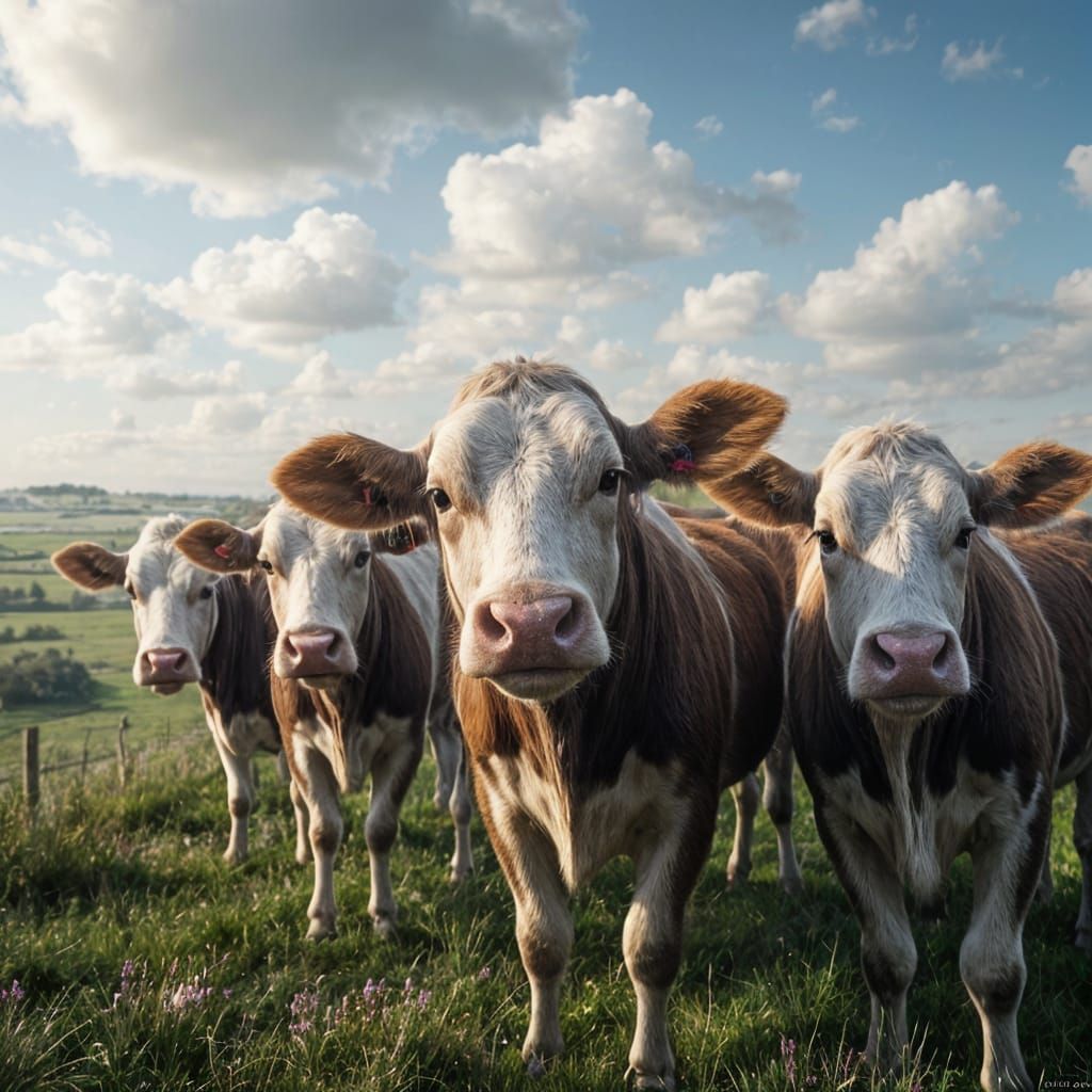 Dreamlike Cows Gaze in Dutch Landscape Painting