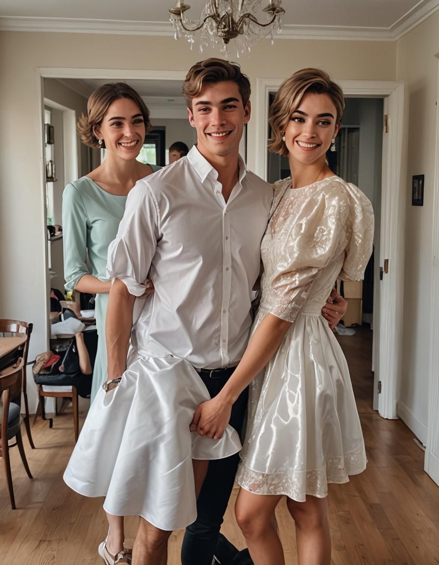 Boy Crossdressing in Bridal Gown, Professional Portrait