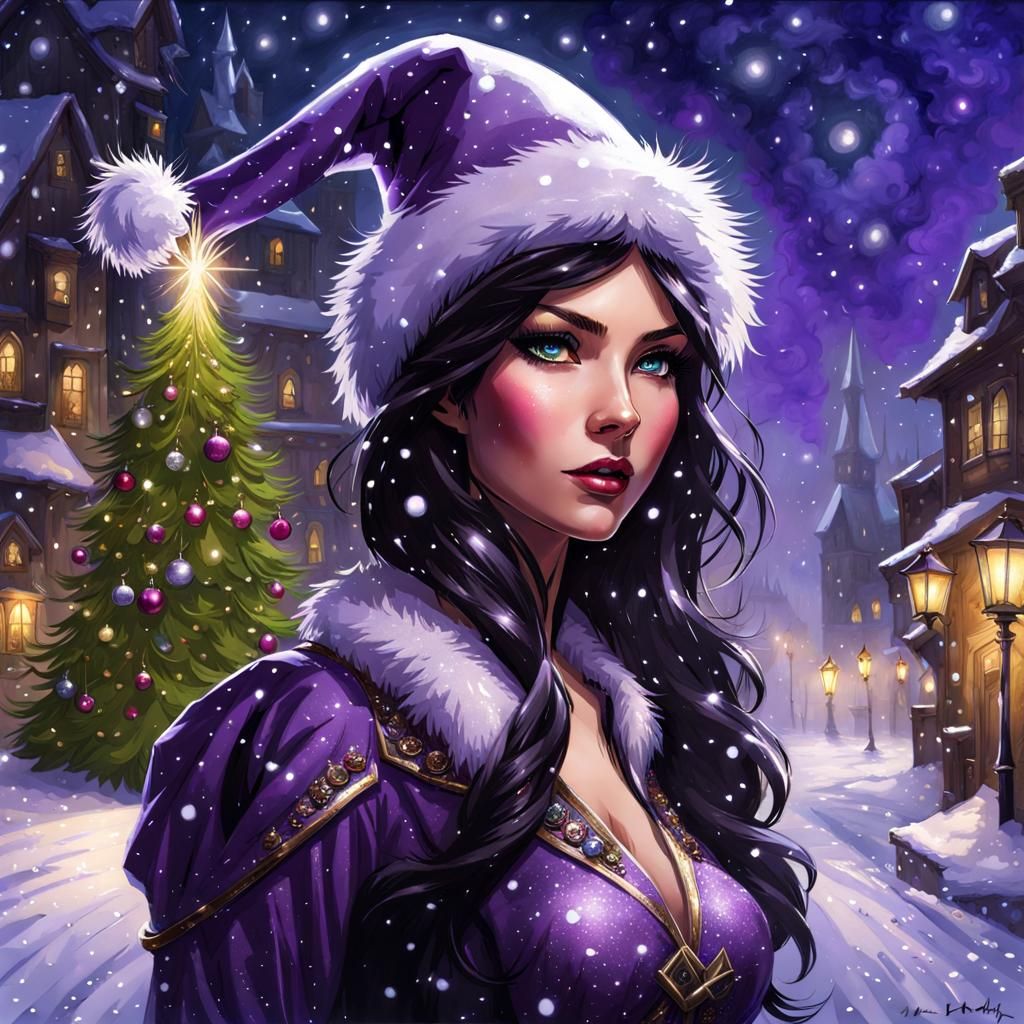 Beautiful Christmas Elf Portrait in Fantasy Art Style