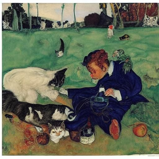 Cats and Vampires Play Games: Art Inspired by Serebriakova