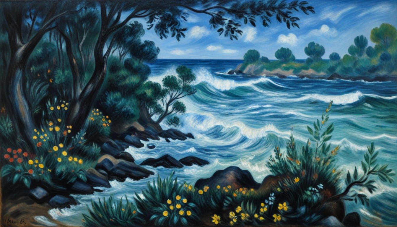 Monochromatic Impressionist Painting in Dark Style