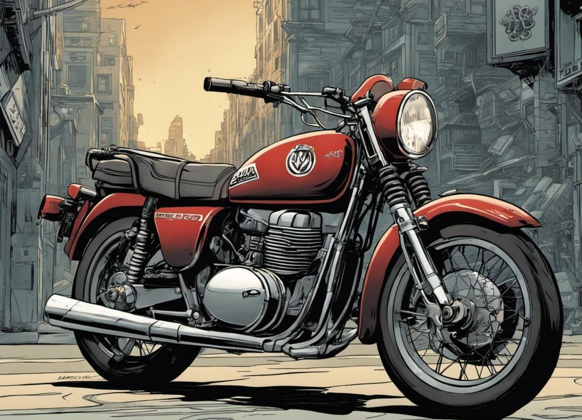 Skoda Slavia Motorcycle in Comic Book Style