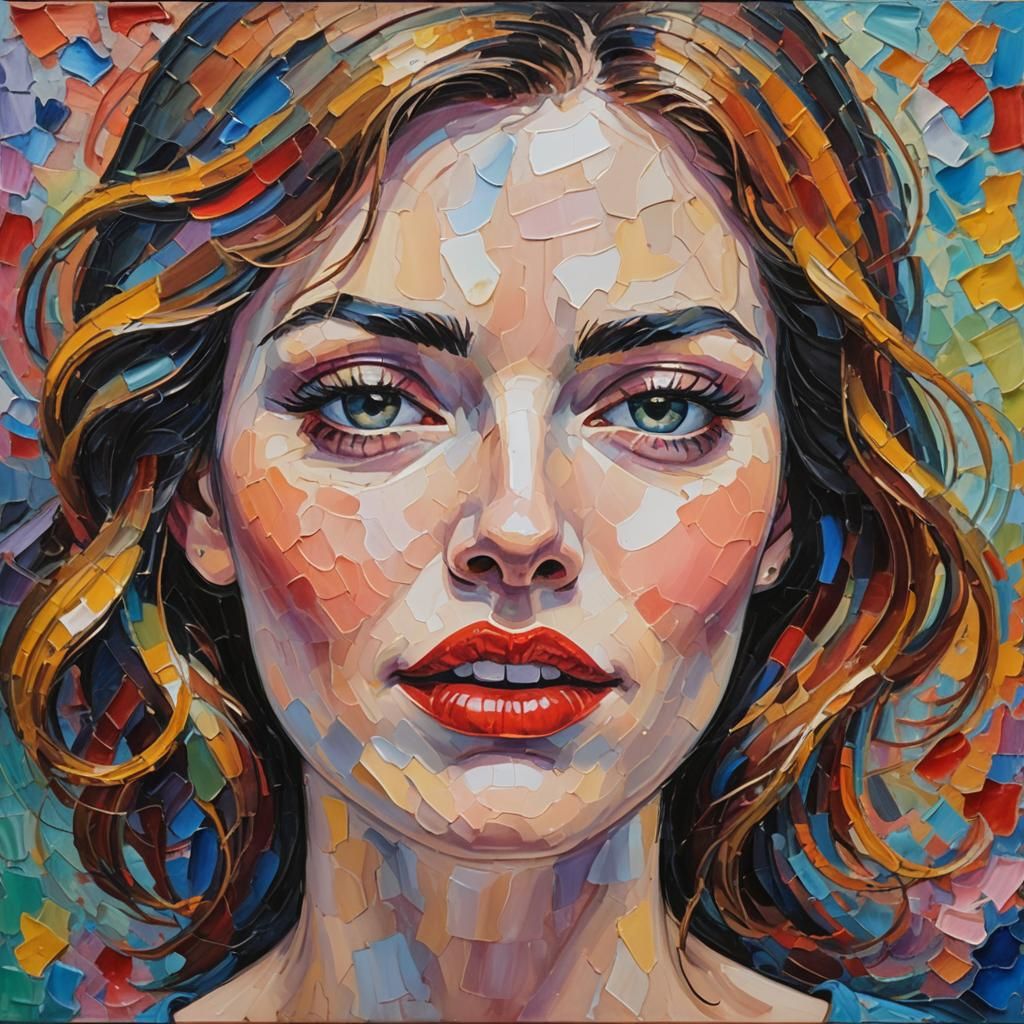 Expressionist Woman About to Speak: Impasto Oil Painting