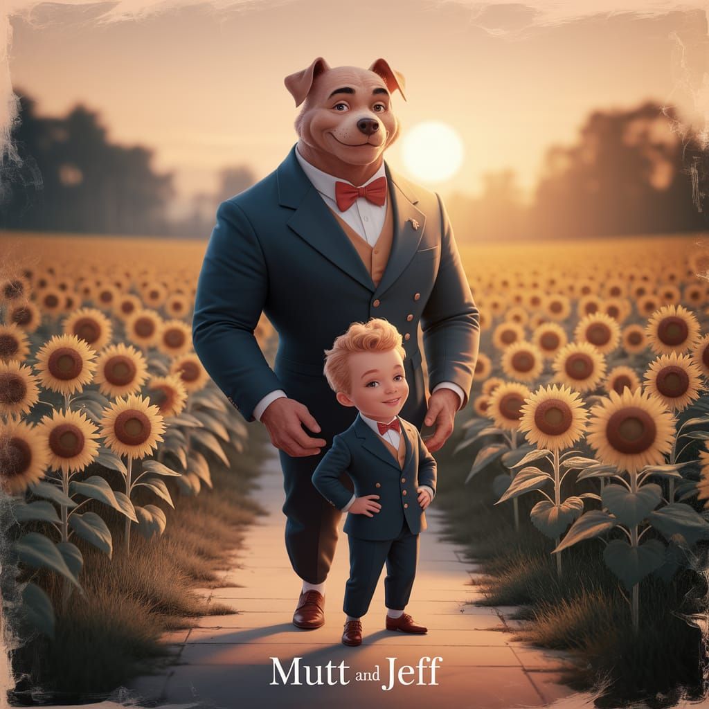 Mutt and Jeff: A Whimsical Friendship in Golden Hour