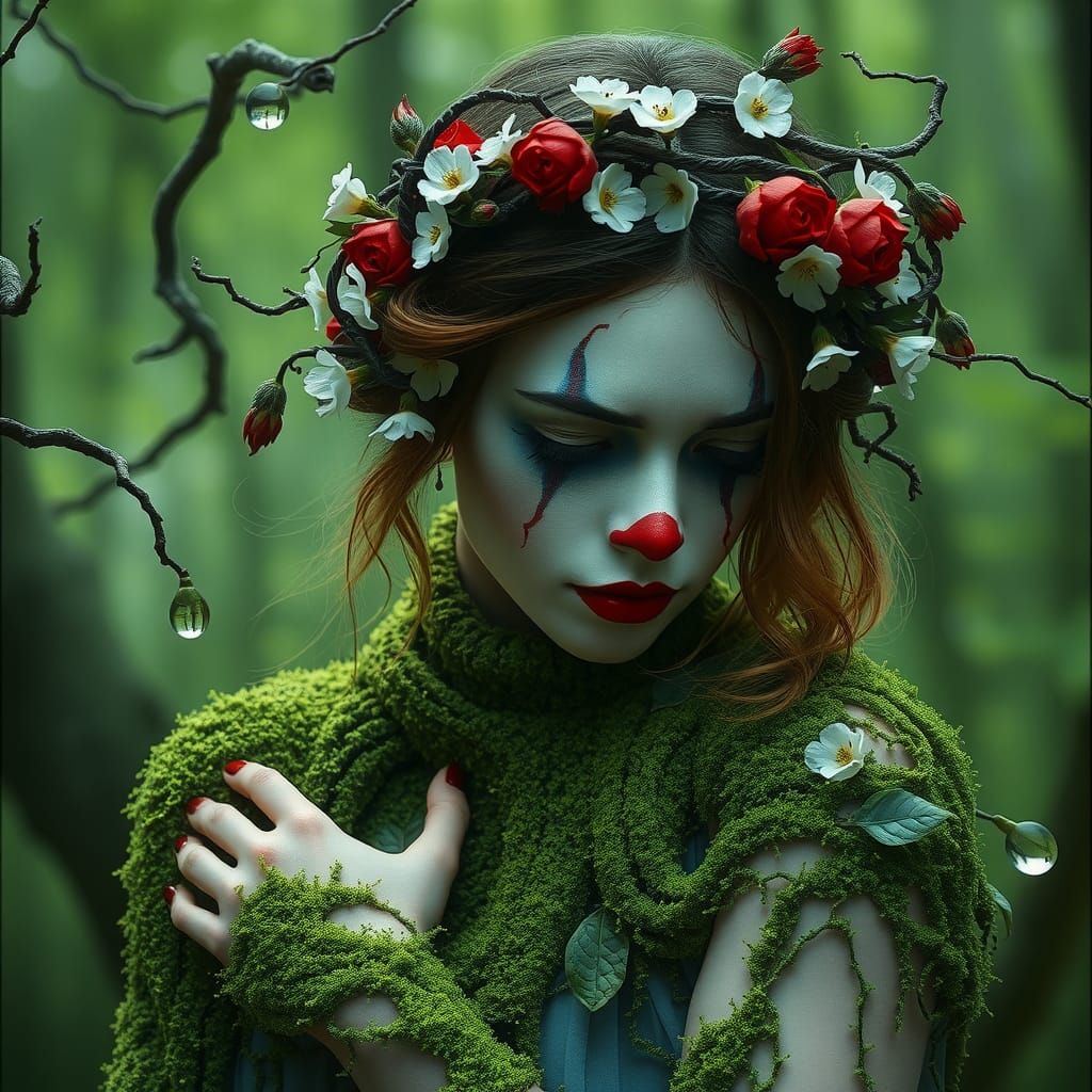Moss-Clad Woman in Forest, Magical Realism