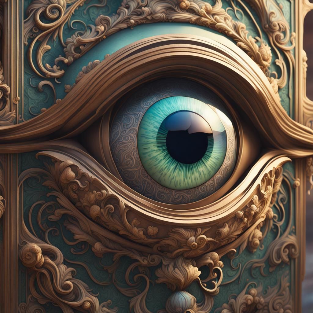 Detailed Eye Monster in Art Nouveau Style
