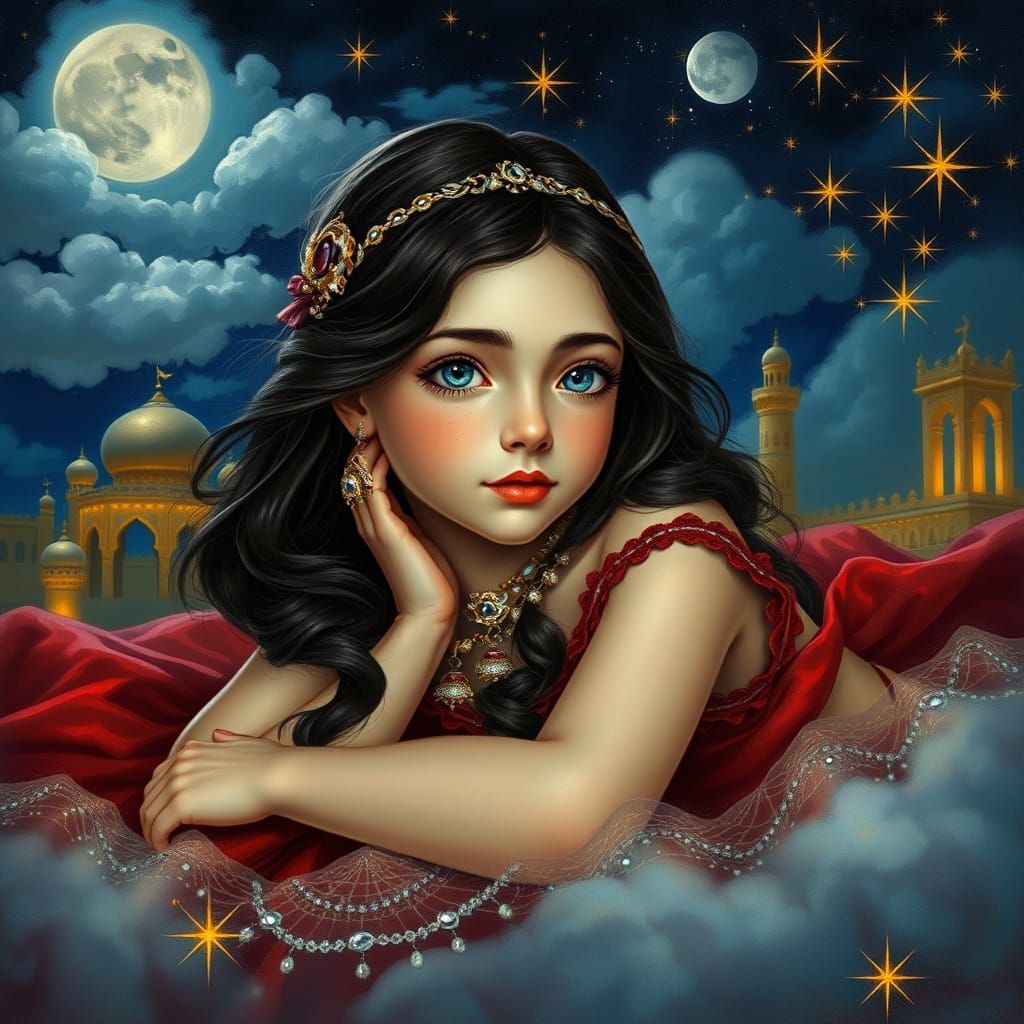 Arabic Fairy Tale Girl in Art Nouveau Style