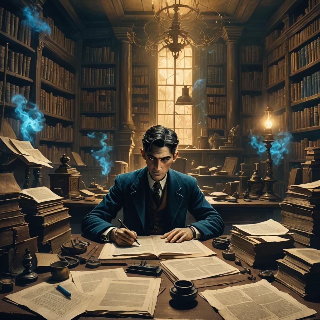 Mystical Library Portrait in Matte Painting Style