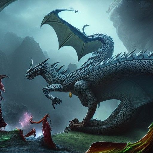 Dragon and Human Friends: Fantasy Concept Art