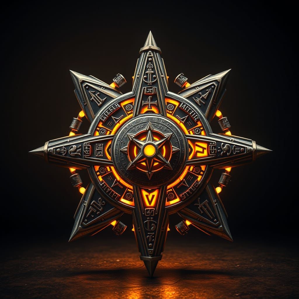 Surreal Bronze Star Radiates Ancient, Industrial Light