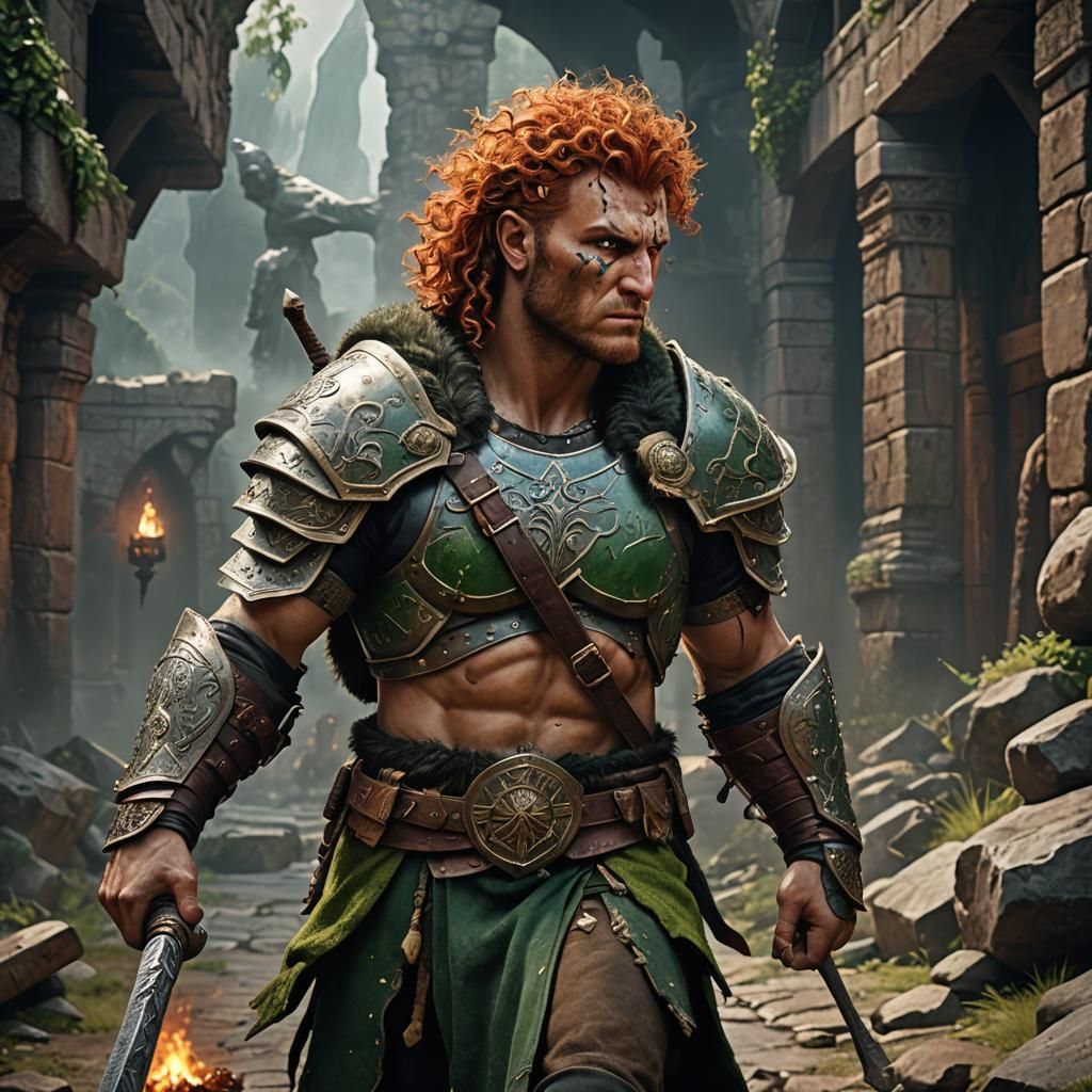 Kalashtar Barbarian with Maul in Detailed Matte Painting