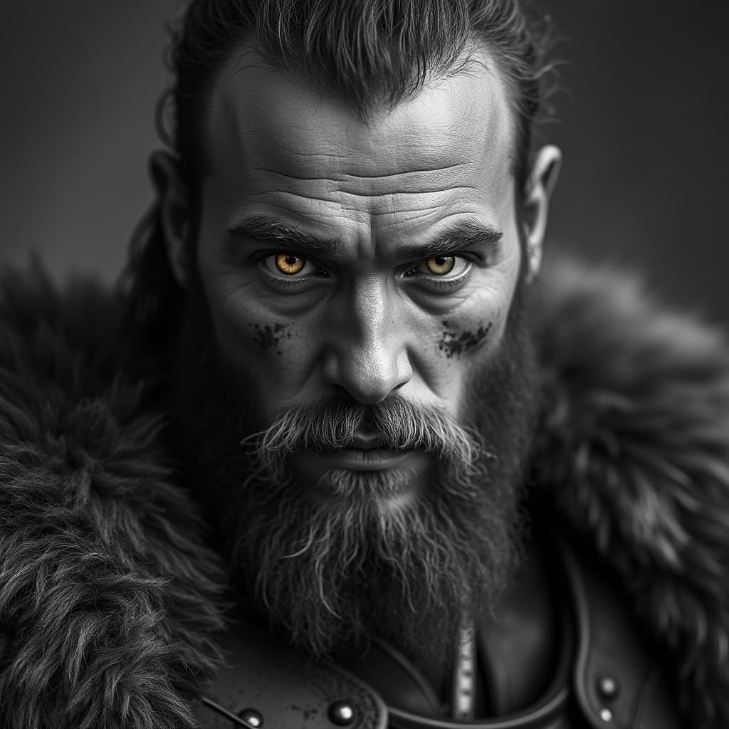 Viking Warrior Glimpse of Valhalla in Black and White