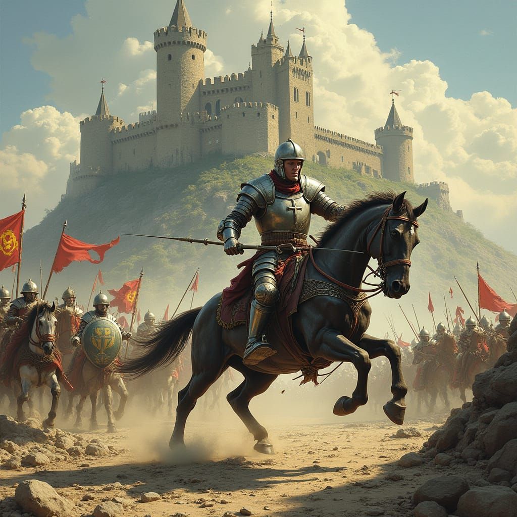 Medieval Castle Under Siege in a Dramatic Battle Scene