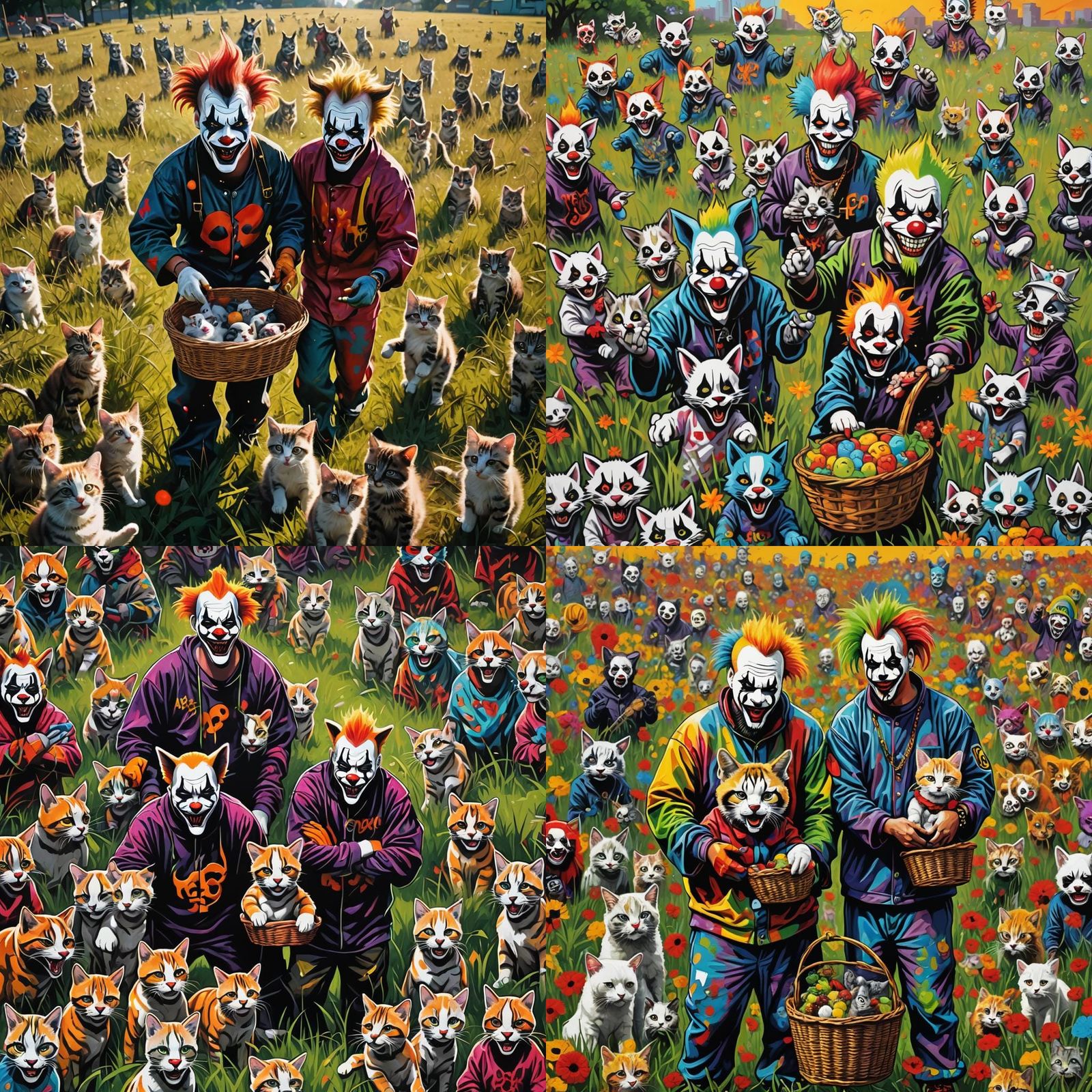 Insane Clown Posse with Kittens in Graffiti Art