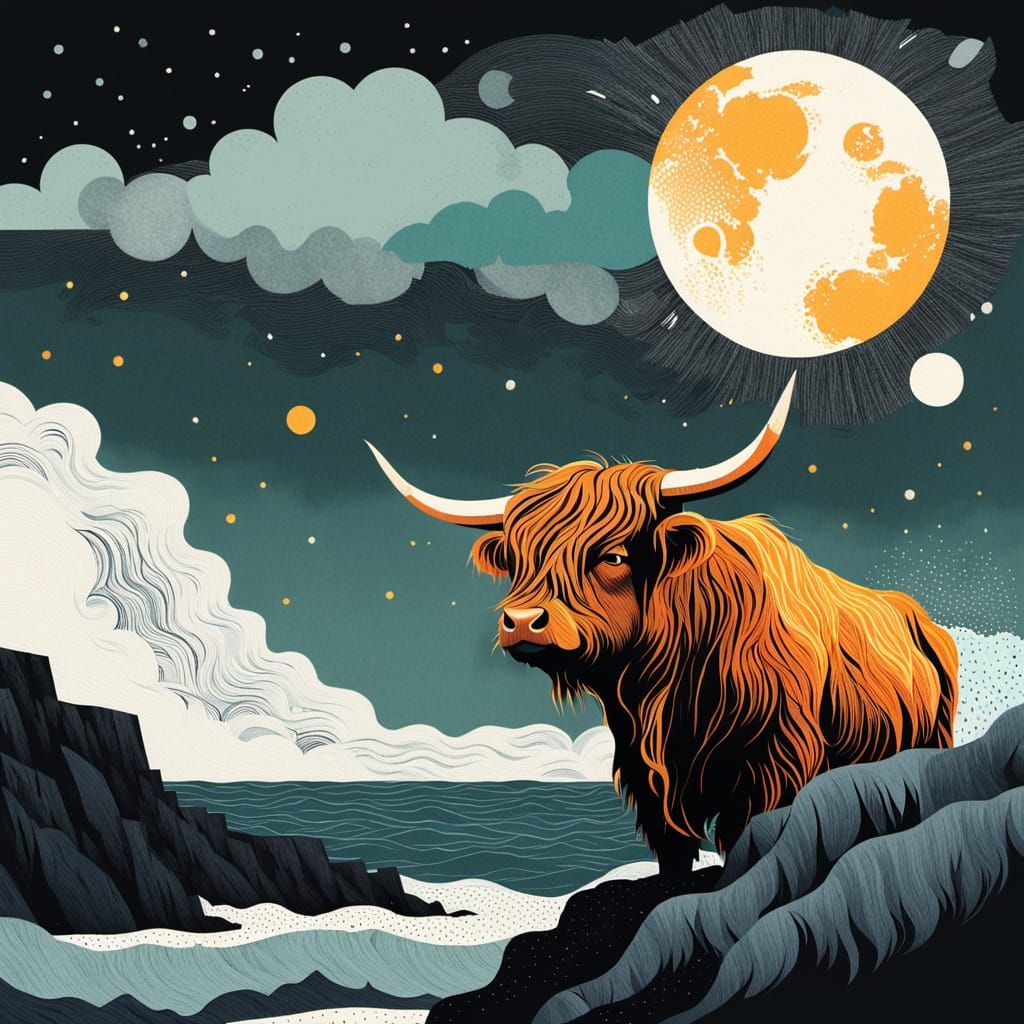 Highland cow on a cliff - 1 like