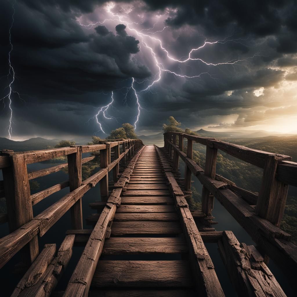 Foreboding Bridge Over Deep Chasm