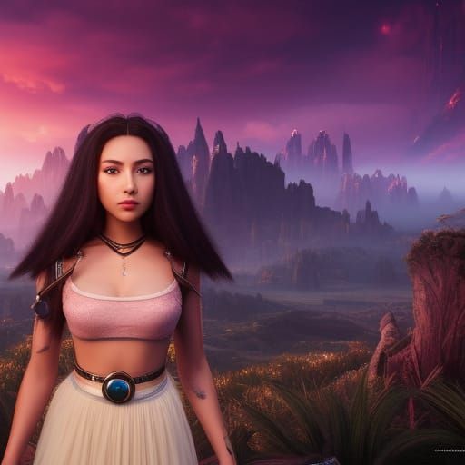 Teenage Girl with Wand: Detailed Fantasy Concept Art