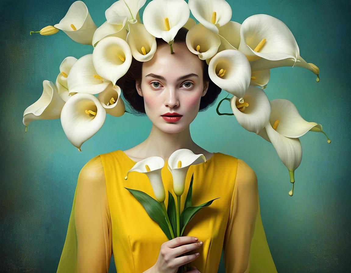 Woman with Calla Lilies Portrait