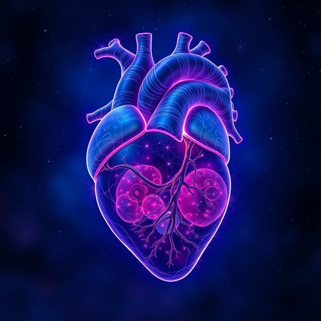 Starry Night Heart in Ethereal Glow