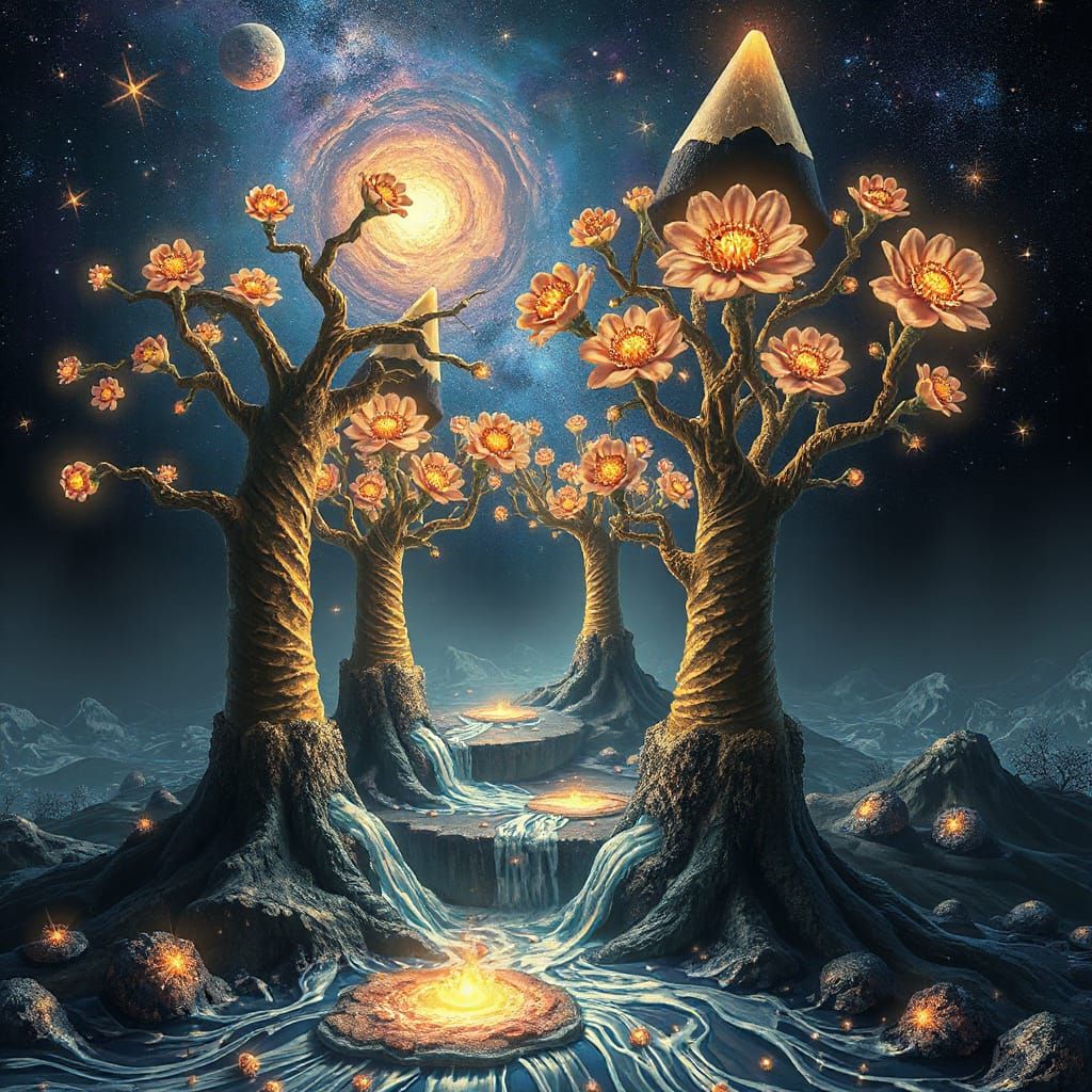 Surreal Pencils Become Glowing Trees of Creativity