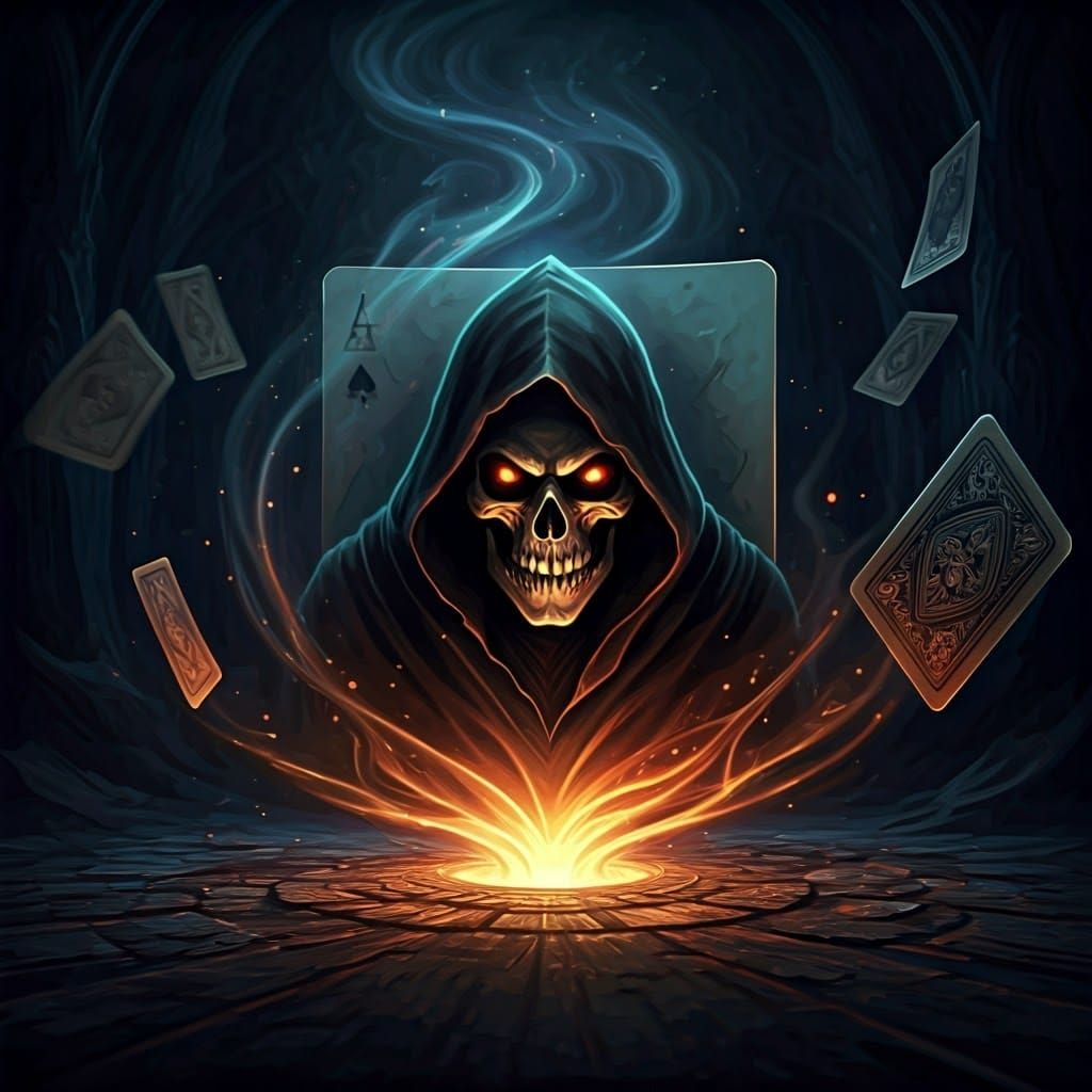 Grim Reaper Emerges From Ace of Spades Card