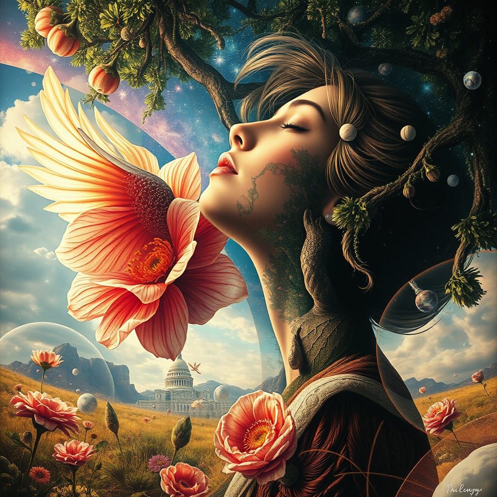 Elegant Fashion Portrait in Hyperrealistic Style