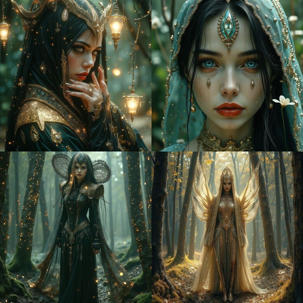 Crying Dryad Queen Portrait with Dark Aesthetic