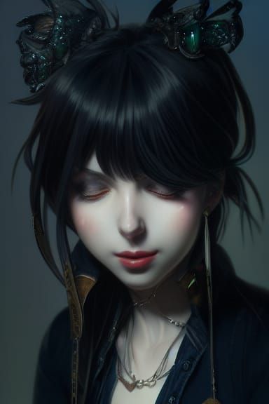 Misa Amane Realistic Portrait in Art Nouveau Style