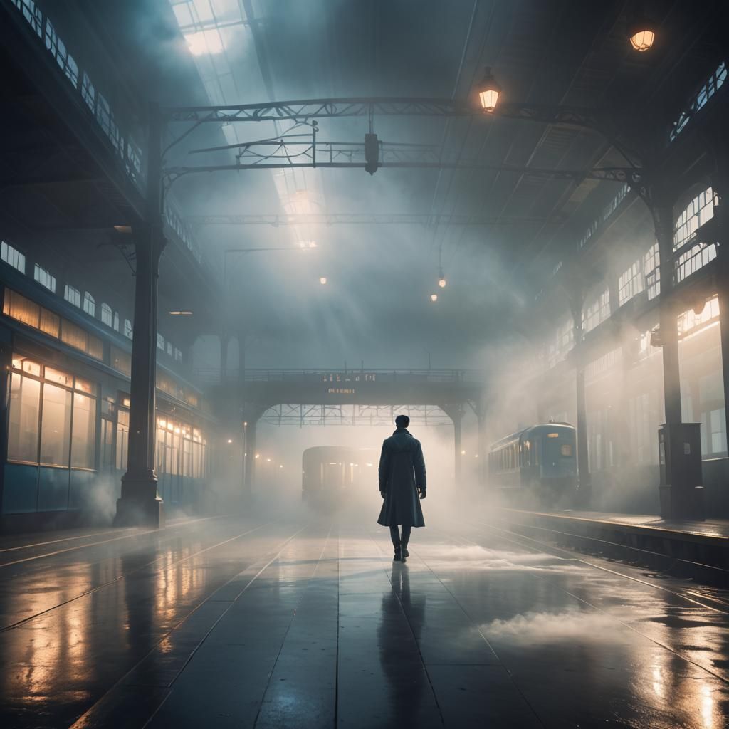 Ethereal Train Station Concept Art in Dreamlike Style