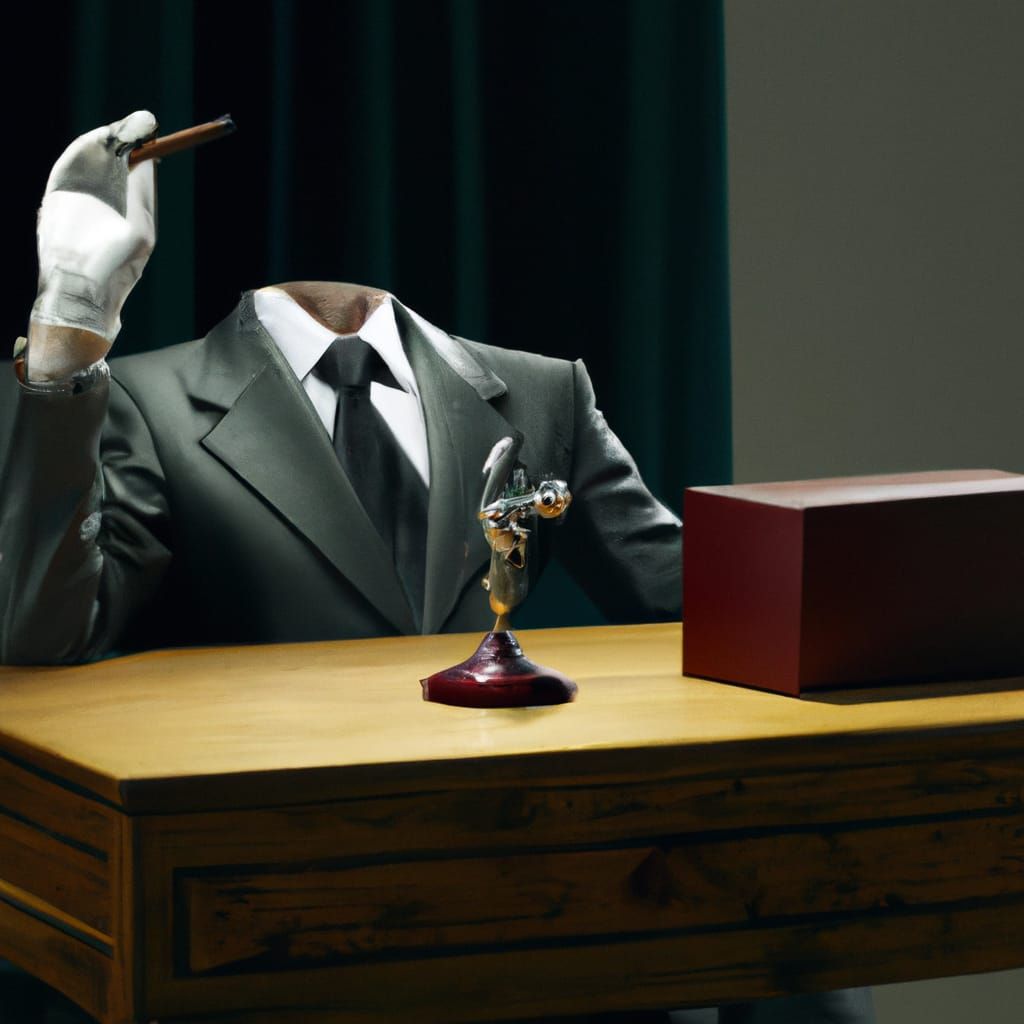 Surreal Hand Lights Cigar: Addams-esque Composition