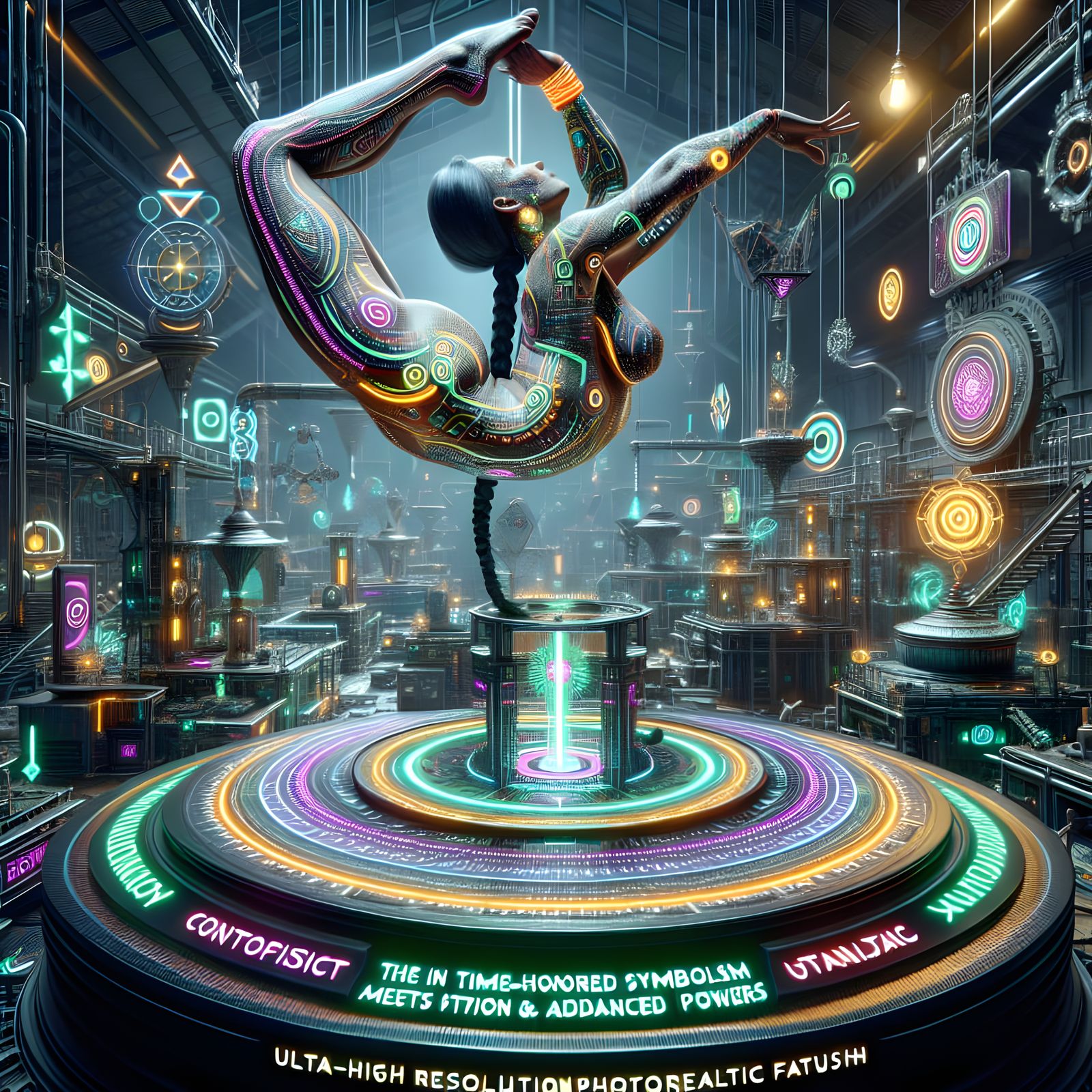 Neon Oracle Defies Gravity in Industrial Optical Art