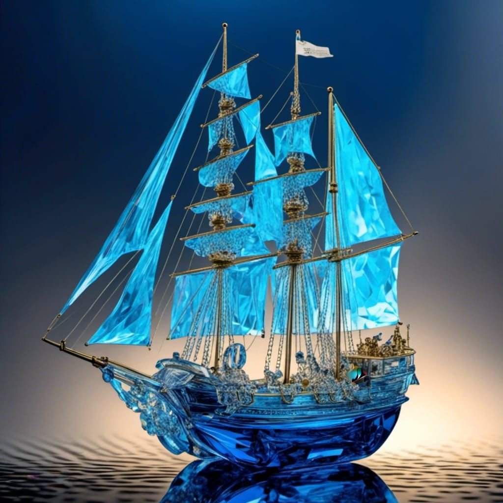 Blue Ship on Steam: Holographic Digital Art