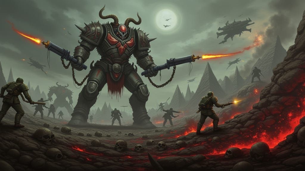 Khorne, the Blood God, in Visceral, Dark Gothic Style