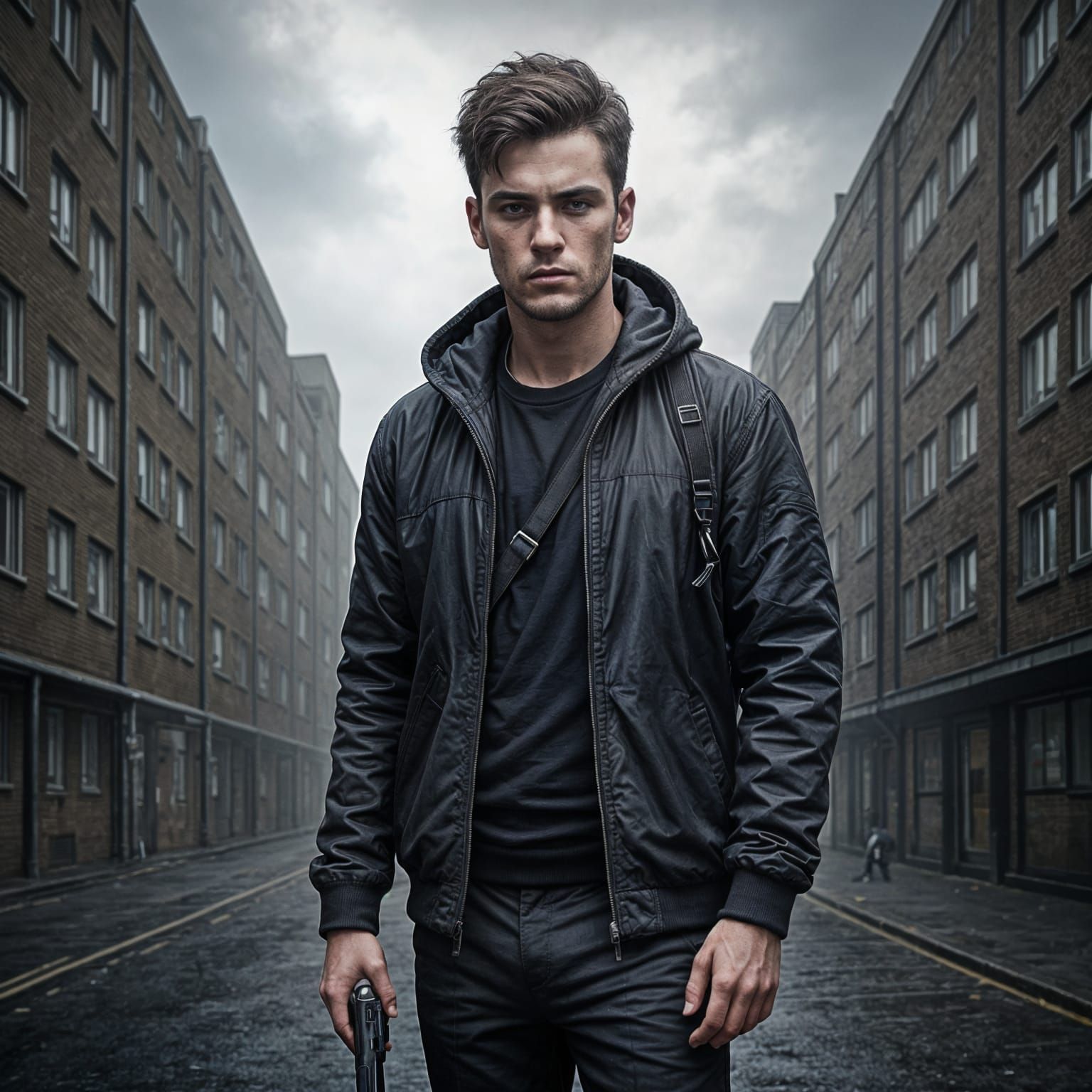 Gritty London Streets in Dark Noir Style