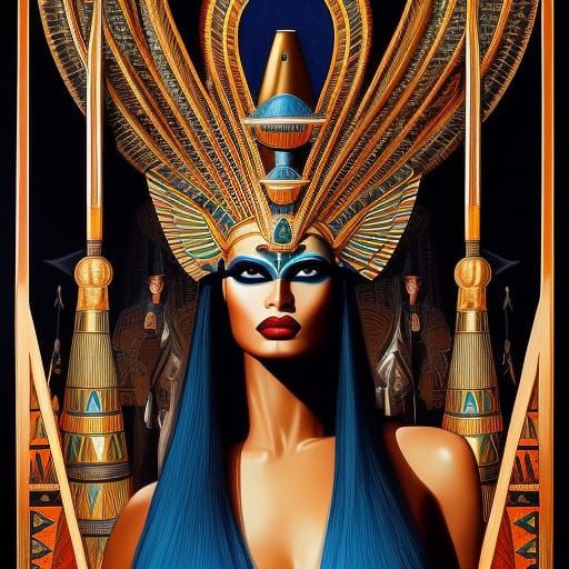 Gothic Egyptian Goddess in Esoteric Art Style
