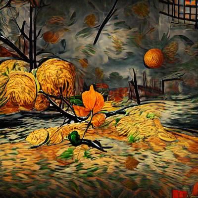 Autumn Leaves in Film Noir Style, Van Gogh Inspired