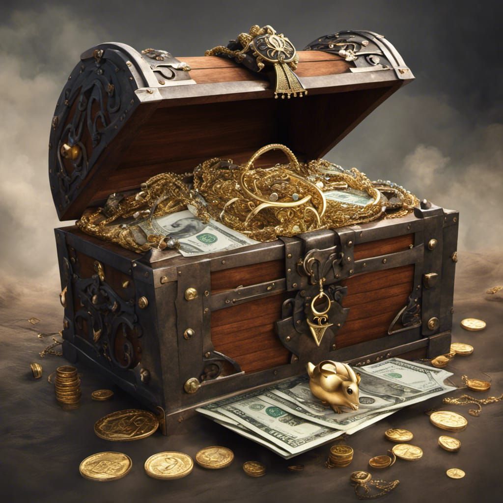 Fantasy Treasure Chest Overflowing with Riches