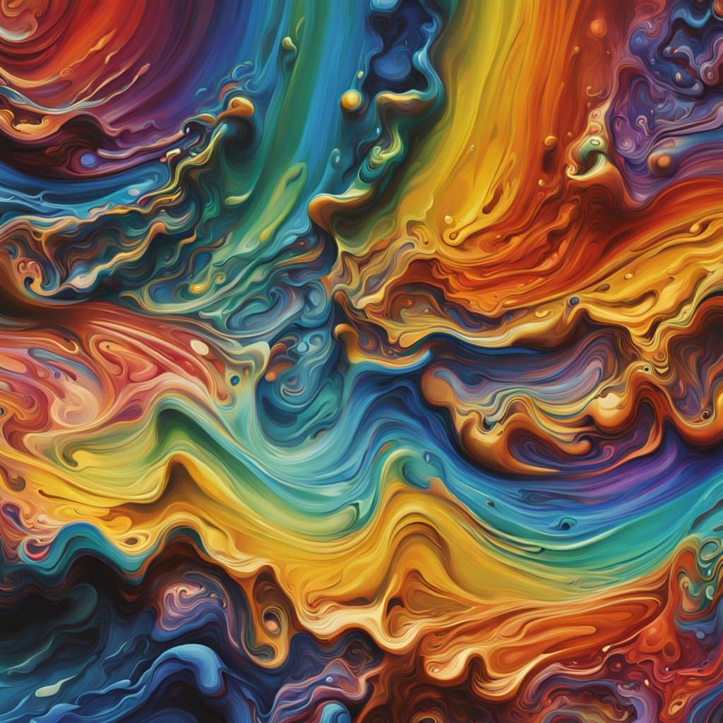 Surreal Melting Forms on Rainbow Dust Cloud