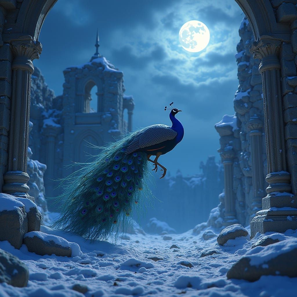 Enchanted Peacock Descends on Medieval Castle